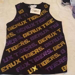 Black Tank Top with LSU Geaux Tigers Print